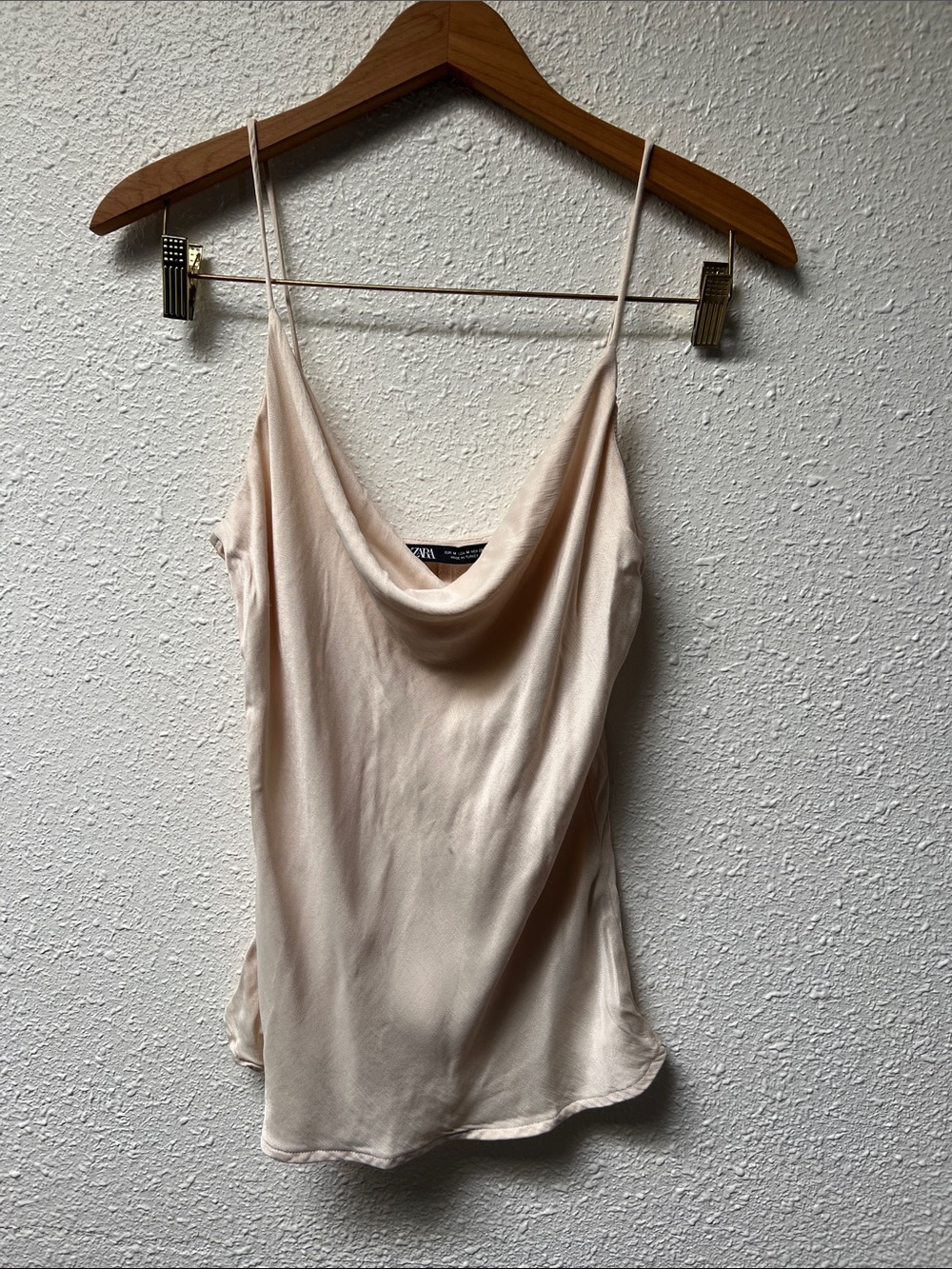 Zara Pale Blush Satin Cowl Camisole
